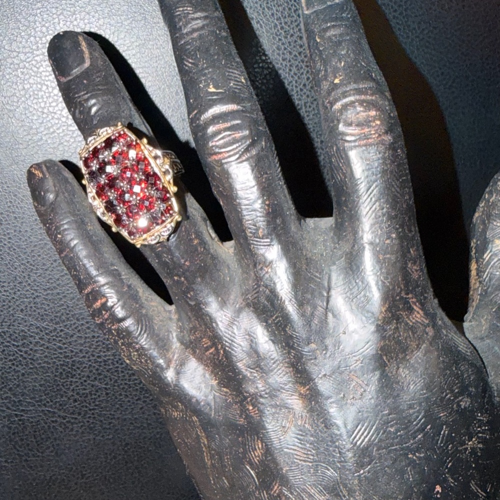 Gold-Tone Red Crystal Cocktail Ring - Women Jewelry